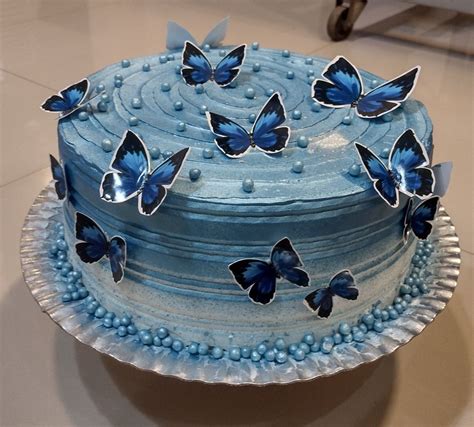 bolo de borboleta azul simples - bolsas de papel